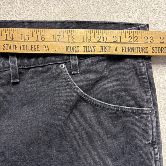 VTG Lands End Square Rigger Jeans Men 48x32 Black Cotton Leather Logo USA Made - Picture 4 of 13